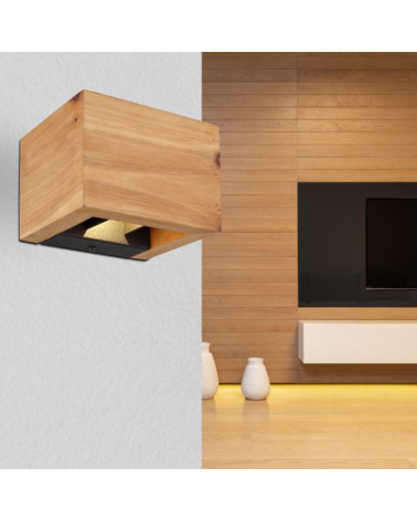 Wall light lower and upper metal and wood cube 2xLED 8W 3000K