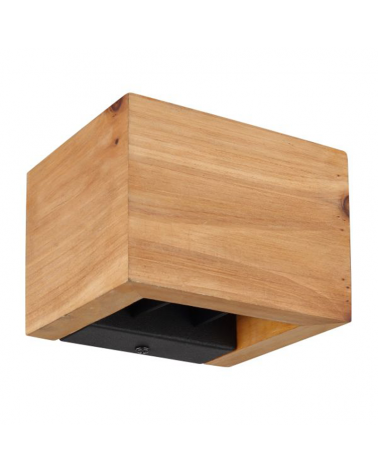 Wall light lower and upper metal and wood cube 2xLED 8W 3000K