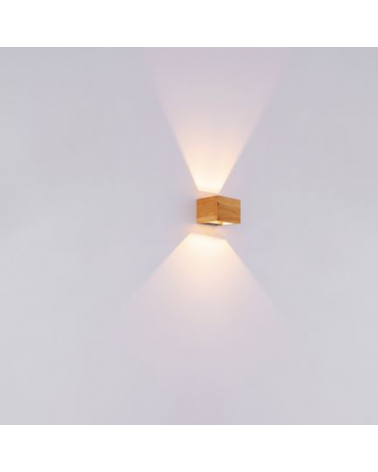 Wall light lower and upper metal and wood cube 2xLED 8W 3000K