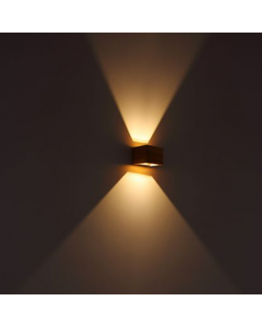Aplique luz inferior y superior cubo de metal y madera 2xLED 8W 3000K