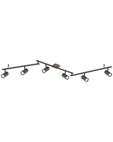 Plafón techo 180cm con seis focos portalámparas 6xGU10 35W de metal