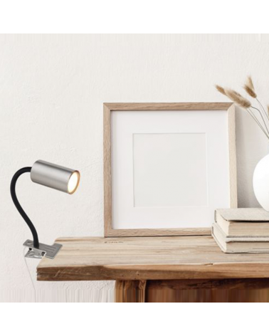 Spotlight with clamp 44 cm high GU10 cylindrical shape in metal different finishes