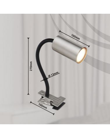 Spotlight with clamp 44 cm high GU10 cylindrical shape in metal different finishes