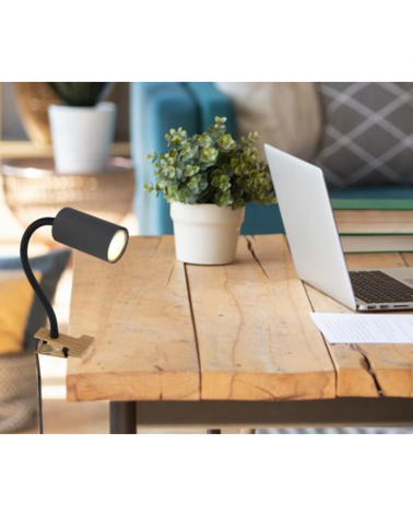 Spotlight with clamp 44 cm high GU10 cylindrical shape in metal different finishes