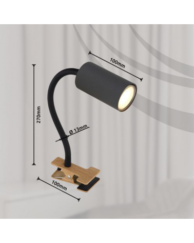 Spotlight with clamp 44 cm high GU10 cylindrical shape in metal different finishes