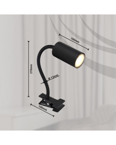 Spotlight with clamp 44 cm high GU10 cylindrical shape in metal different finishes