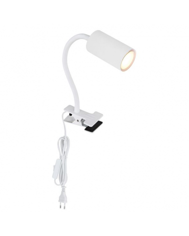 Spotlight with clamp 44 cm high GU10 cylindrical shape in metal different finishes