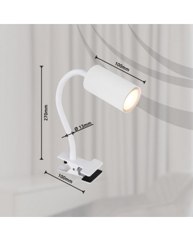 Spotlight with clamp 44 cm high GU10 cylindrical shape in metal different finishes