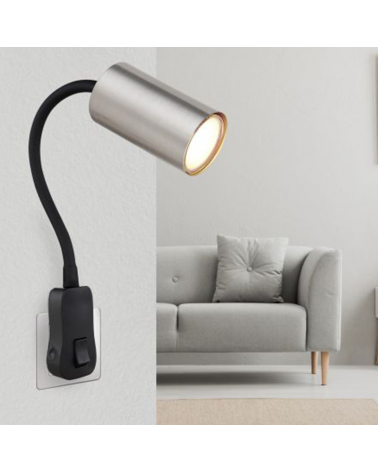 Gooseneck with plug 43cm high metal different finishes GU10 25W