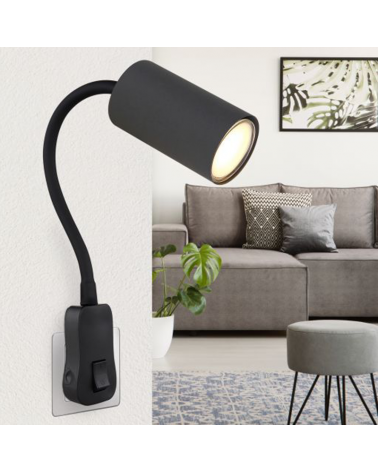 Gooseneck with plug 43cm high metal different finishes GU10 25W