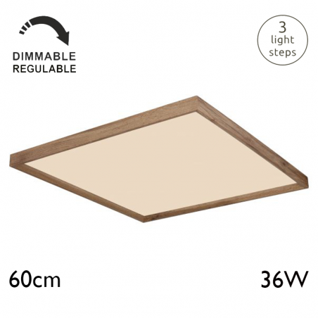 LED ceiling lamp 60cm made of metal and wood white and wood finish 36W DIMMABLE
