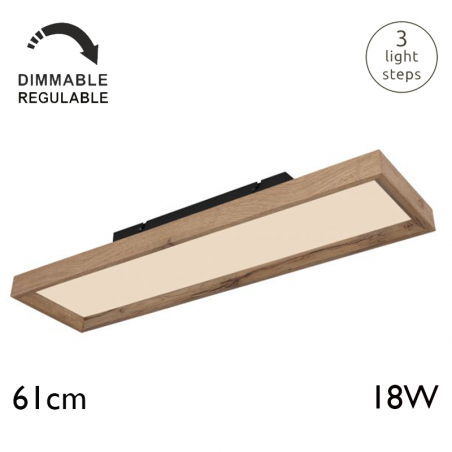 LED ceiling lamp 61cm made of metal and wood white and wood finish 18W DIMMABLE