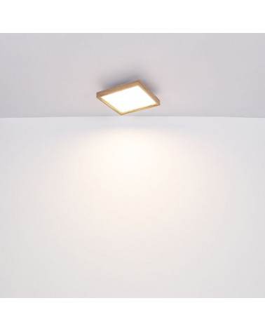 LED ceiling lamp 30cm made of metal and wood, white and wood finish, 12W DIMMABLE