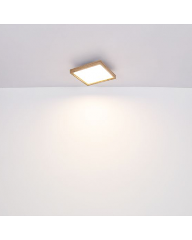 Plafón LED techo 60cm de metal y madera acabado blanco y madera 36W REGULABLE
