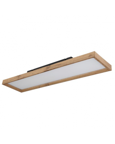 Plafón LED techo 80cm de metal y madera acabado blanco y madera 24W CCT Switch 2700K/4500K/6500K