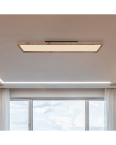 LED ceiling lamp 120cm made of metal and wood white and wood finish 36W DIMMABLE