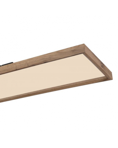 Plafón LED techo 120cm de metal y madera acabado blanco y madera 36W CCT Switch 2700K/4500K/6500K