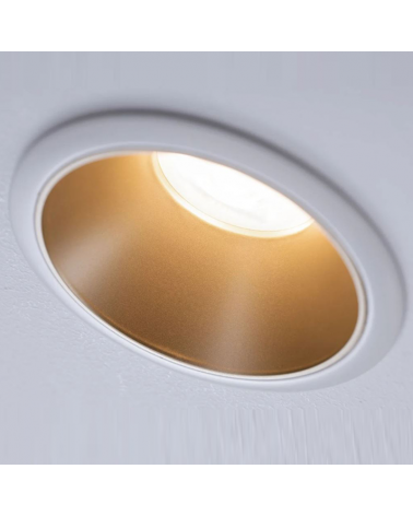 Aro downlight 8,8cm GU10 10W redondo aluminio inoxidable blanco y dorado
