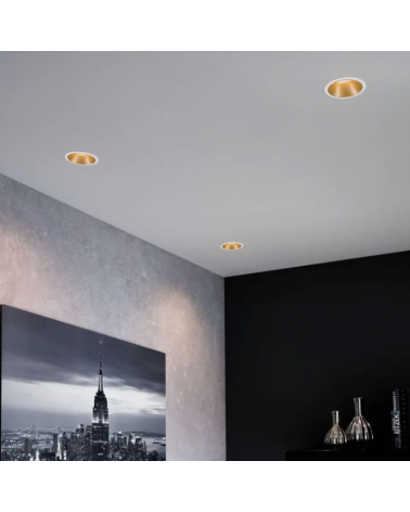 Aro downlight 8,8cm GU10 10W redondo aluminio inoxidable blanco y dorado