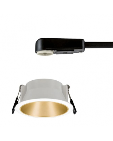 Aro downlight 8,8cm GU10 10W redondo aluminio inoxidable blanco y dorado