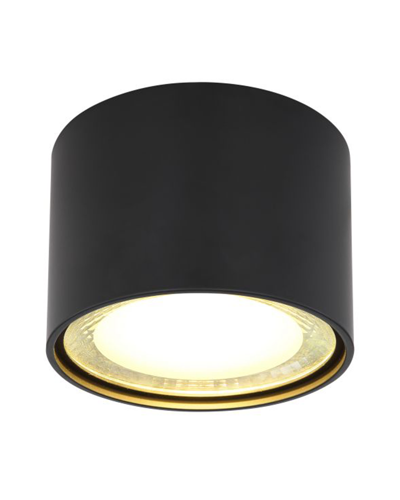 LED cylinder spotlight 11.3cm in diameter, metal, black finish 12W 3000K 980Lm