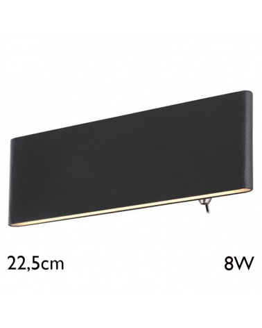 LED wall light lower and upper black finish 22.5cm wide 8W 3000K