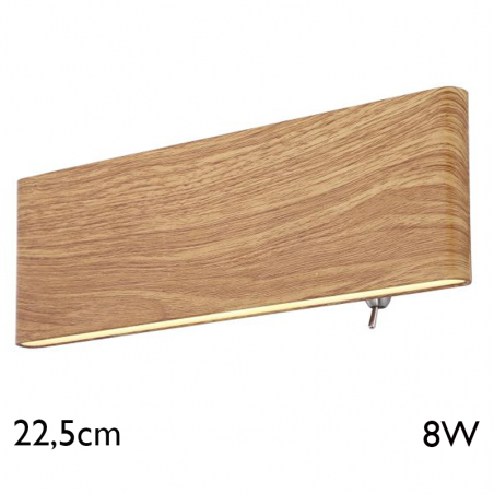 LED wall light lower and upper wood finish 22.5cm wide 8W 3000K