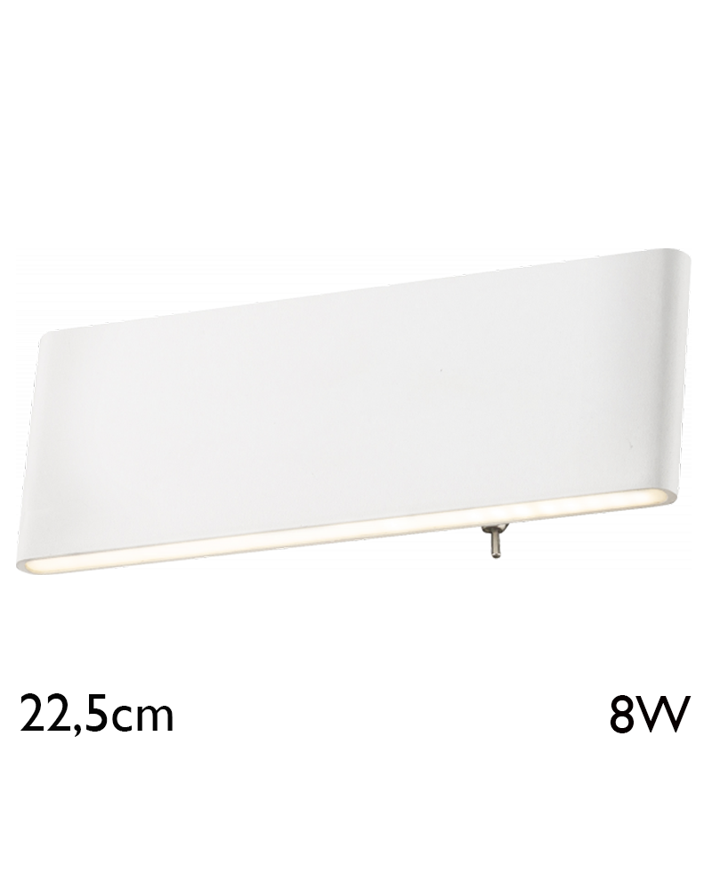 LED wall light lower and upper white finish 22.5cm wide 8W 3000K