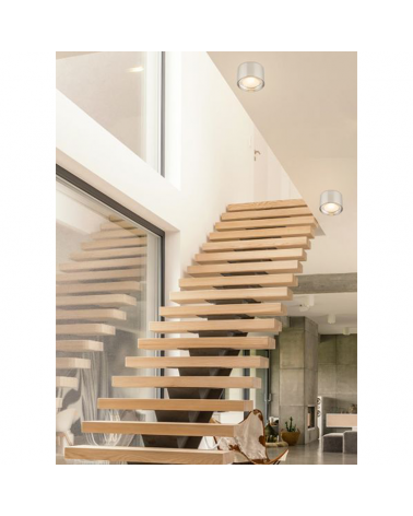 Foco cilindro LED 11,3cm de diámetro de metal acabado níquel 12W 3000K 980Lm