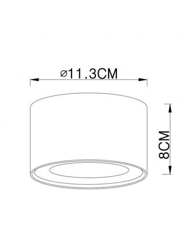 LED cylinder spotlight 11.3cm in diameter, metal, black finish 12W 3000K 980Lm