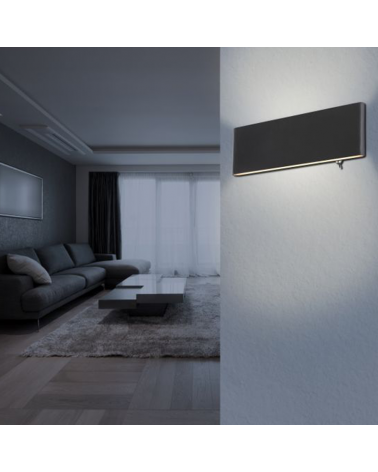 LED wall light lower and upper black finish 22.5cm wide 8W 3000K