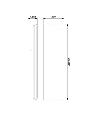 LED wall light lower and upper white finish 22.5cm wide 8W 3000K