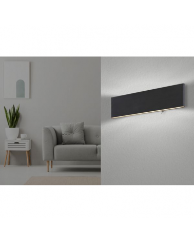 Aplique LED luz inferior y superior acabado negro 29,5cm de ancho 12W 3000K