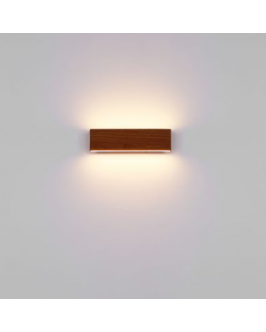 LED wall light lower and upper wood finish 29.5cm wide 12W 3000K