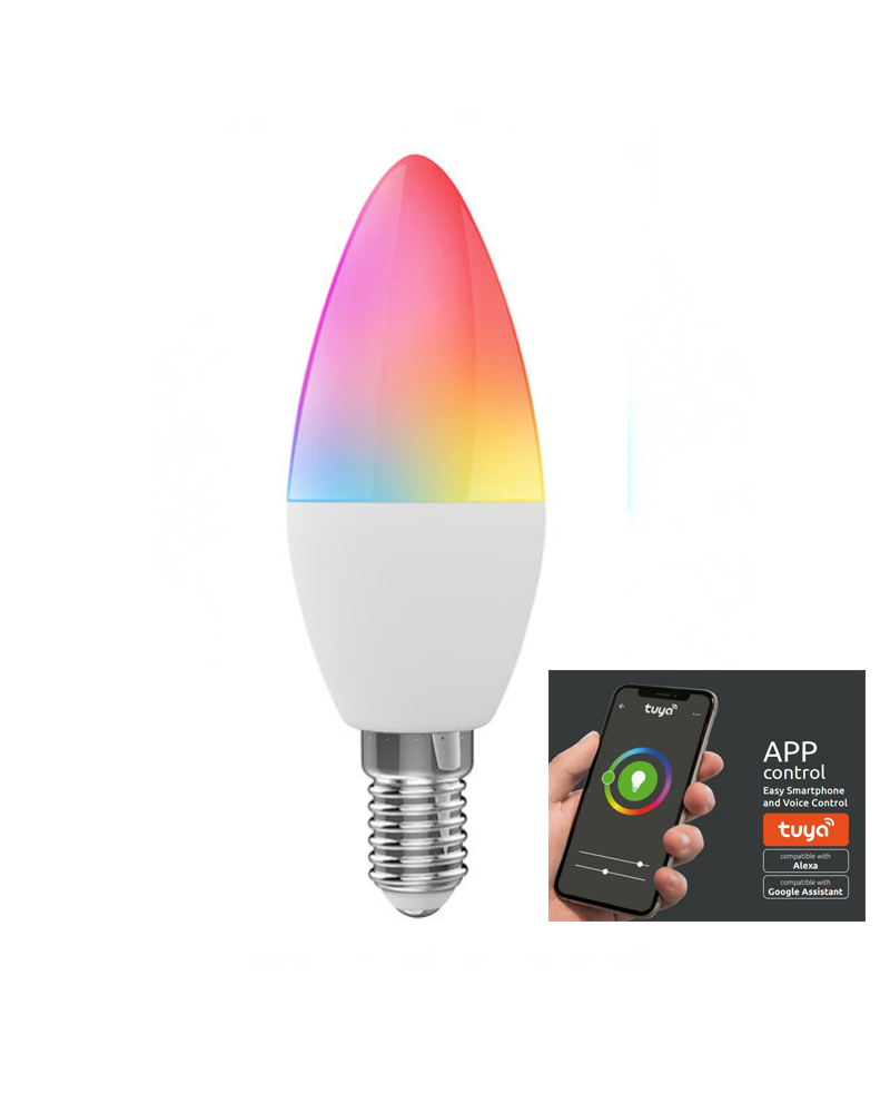 Multicolor Smart Bulb Alexa Compatible LED Candle 5W E14