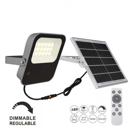 800Lm solar spotlight with plate with adjustable remote control IP65 3m cable