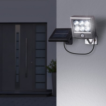 Small solar spotlight 11cm LED 150Lm motion sensor with adjustable plate IP44 4.7m cable