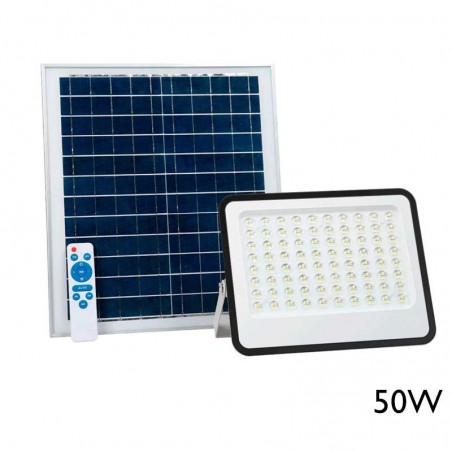 Foco proyector solar de 12.000Lm con placa con mando a distancia regulable IP65