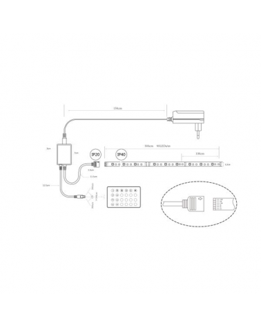 Tira LED 670cm RGBW 3000K 20W regulable