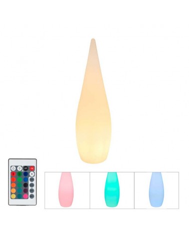 Lámpara de pie exterior RGBW 120cm E27 multicolor incluye bombilla mando a distancia cónica blanca IP67 cable de 5 metros