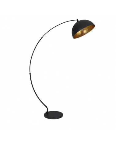 Floor lamp 182cm in metal with black and gold finish E27 60W