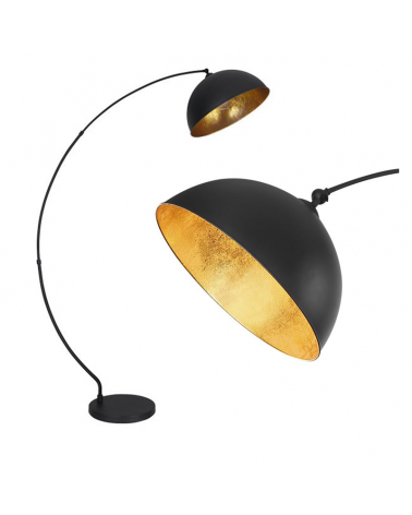 Floor lamp 182cm in metal with black and gold finish E27 60W