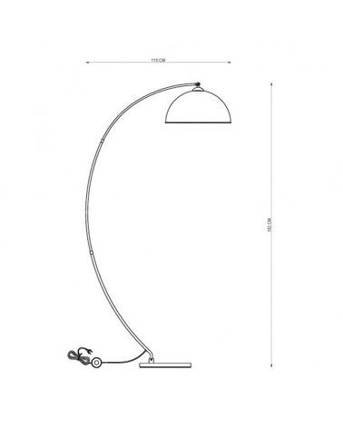 Floor lamp 182cm in metal with black and gold finish E27 60W