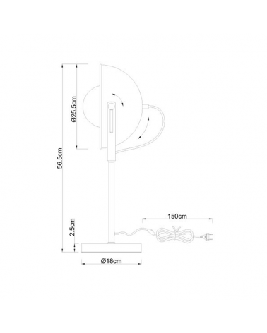 Table lamp 56.5cm 40W E27 rotating lampshade metal chrome gold and black