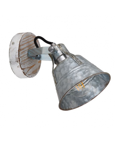 Wall lamp 18cm in metal and wood zinc finish E27 60W