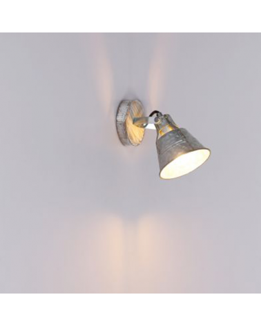 Wall lamp 18cm in metal and wood zinc finish E27 60W