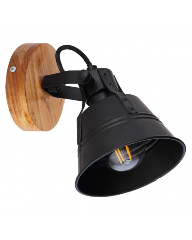 Aplique 18cm en metal y madera acabado negro E27 60W