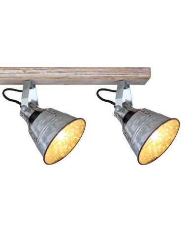 82cm 4-spotlight strip in metal and wood zinc finish E27 60W