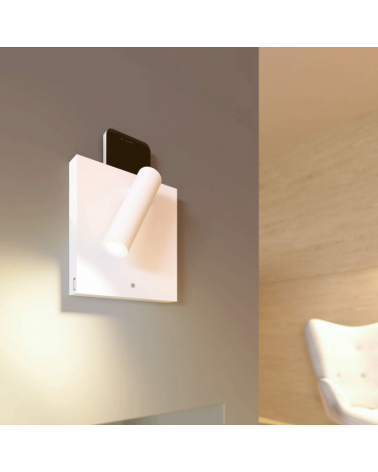 LED Wall light white 4W Aluminum USB mobile charger and induction 15.5cm 2700K Dimmable