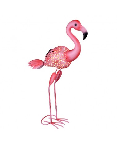 Solar floor lamp for solar garden pink flamingo shape 74cm pink metal